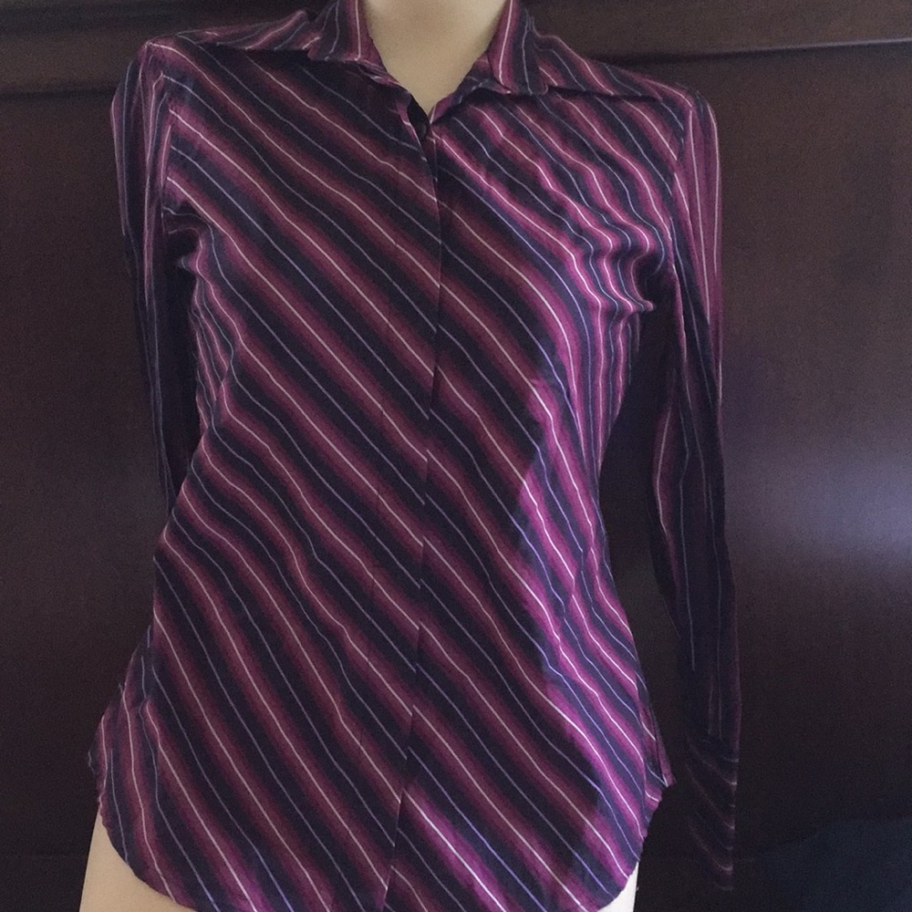 Banana Republic purple stripe blouse XS